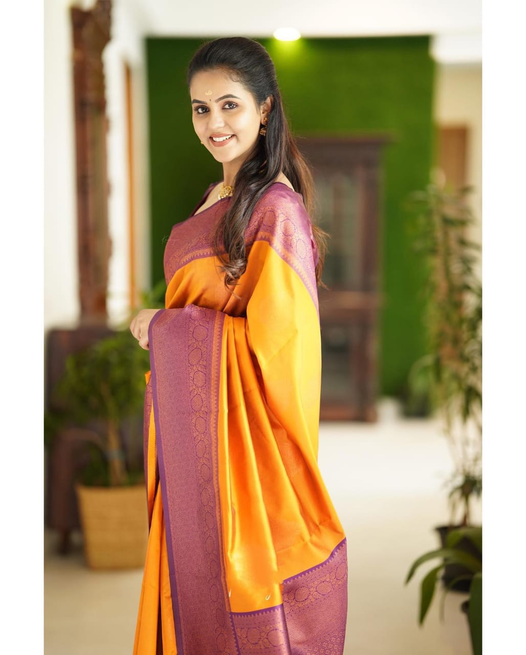 Smashing Yellow Soft Silk Saree With Scrumptious Blouse Piece Shriji
