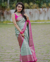 Load image into Gallery viewer, Classic Sea Green Soft Silk Saree With Murmurous Blouse Piece Shriji