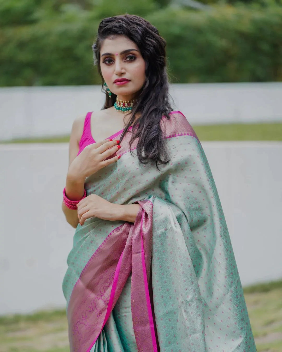 Classic Sea Green Soft Silk Saree With Murmurous Blouse Piece Shriji