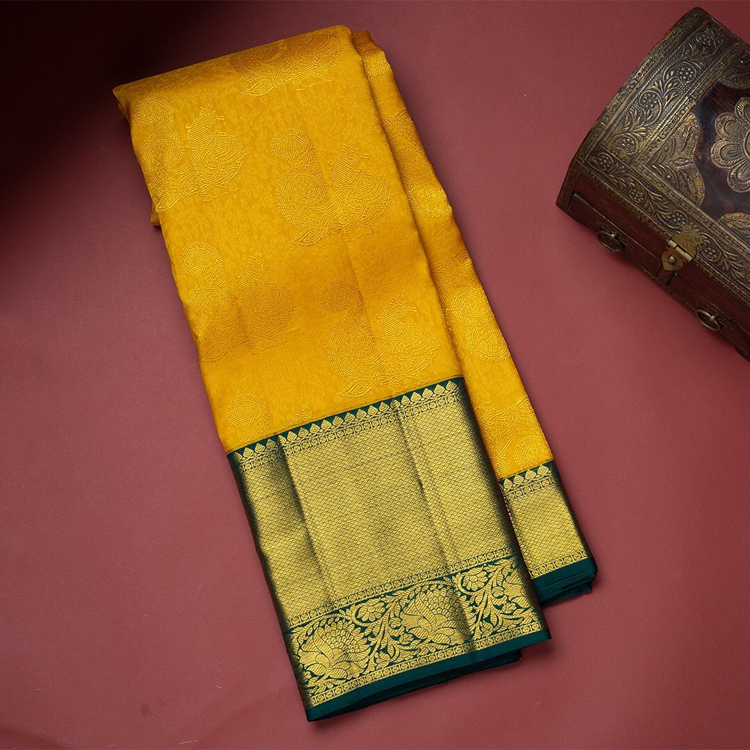 Incredible Yellow Soft Banarasi Silk Saree With Flattering Two Blouse Piece Shriji