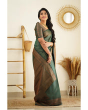 Load image into Gallery viewer, Unequalled Green Soft Silk Saree With Fragrant Blouse Piece Shriji