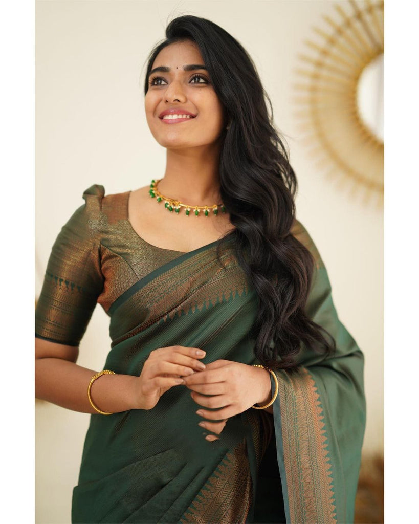 Unequalled Green Soft Silk Saree With Fragrant Blouse Piece Shriji