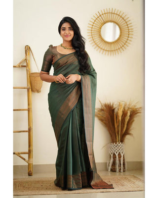 Unequalled Green Soft Silk Saree With Fragrant Blouse Piece Shriji