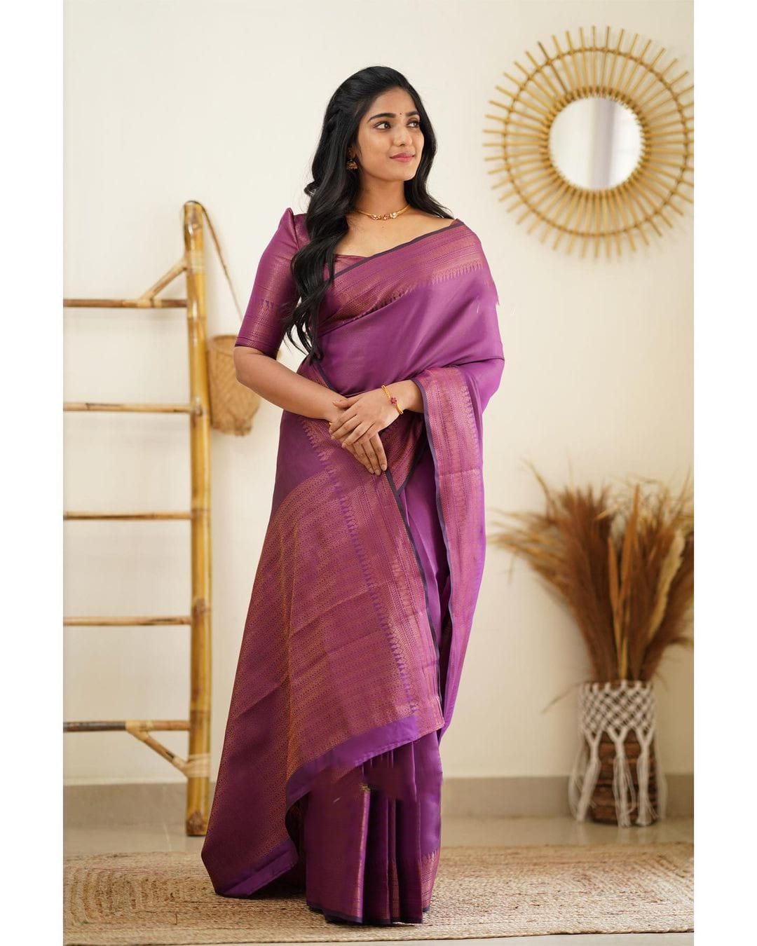 Desuetude Purple Soft Silk Saree With Dissemble Blouse Piece Shriji