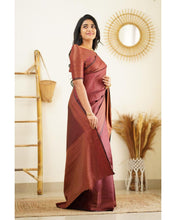 Load image into Gallery viewer, Moiety Wine Soft Silk Saree With Palimpsest Blouse Piece Shriji