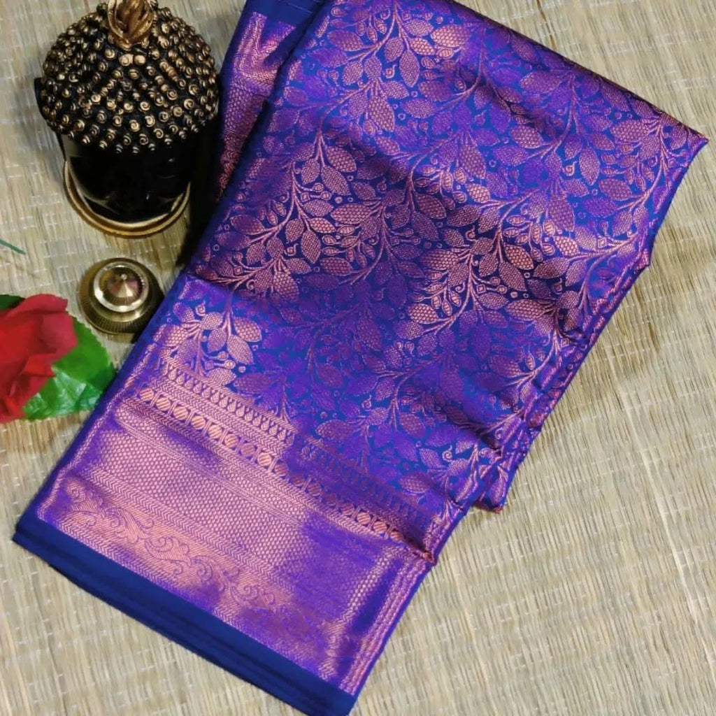 Prodigal Navy Blue Soft Banarasi Silk Saree With Incomparable Blouse Piece Shriji