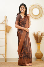 Load image into Gallery viewer, Gleaming Brown Soft Silk Saree With Flaunt Blouse Piece Shriji