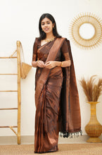 Load image into Gallery viewer, Gleaming Brown Soft Silk Saree With Flaunt Blouse Piece Shriji