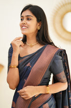 Load image into Gallery viewer, Staring Navy Blue Soft Silk Saree With Beautiful Blouse Piece Shriji