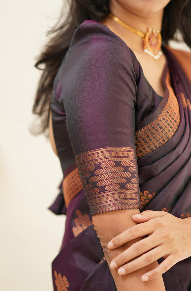 Desiring Purple Soft Silk Saree With Engrossing Blouse Piece Shriji