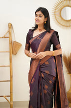 Load image into Gallery viewer, Desiring Purple Soft Silk Saree With Engrossing Blouse Piece Shriji