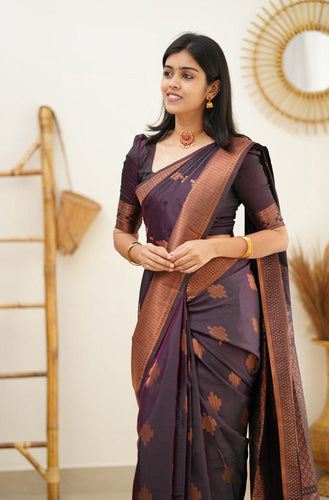 Desiring Purple Soft Silk Saree With Engrossing Blouse Piece Shriji