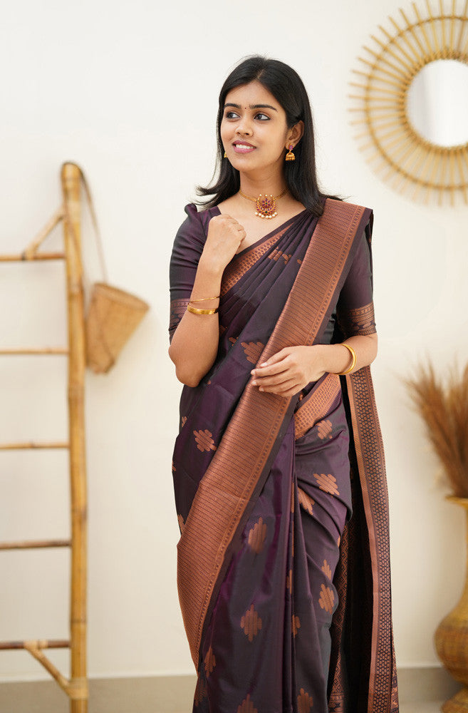 Desiring Purple Soft Silk Saree With Engrossing Blouse Piece Shriji