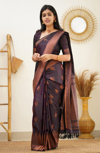 Desiring Purple Soft Silk Saree With Engrossing Blouse Piece Shriji