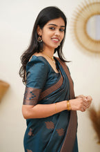 Load image into Gallery viewer, Prominent Rama Soft Silk Saree With Blissful Blouse Piece Shriji