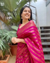 Load image into Gallery viewer, Glowing Pink Soft Silk Saree With Groovy Blouse Piece Shriji