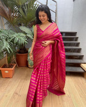 Load image into Gallery viewer, Glowing Pink Soft Silk Saree With Groovy Blouse Piece Shriji