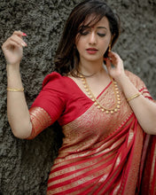 Load image into Gallery viewer, Intricate Red Soft Silk Saree With Capricious Blouse Piece Shriji