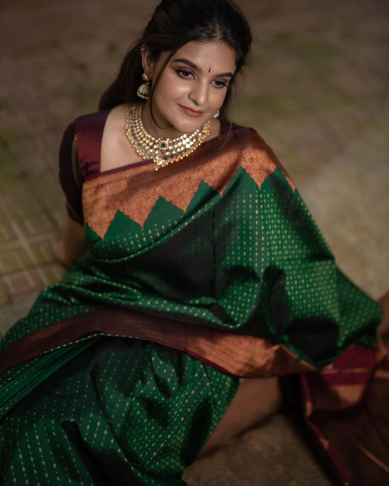 Stunning Green Soft Silk Saree With Innovative Blouse Piece Shriji