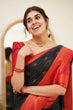Load image into Gallery viewer, Fugacious Black Soft Silk Saree with Propinquity Blouse Piece Shriji