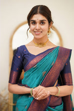 Load image into Gallery viewer, Eloquence Firozi Soft Silk Saree with Scintilla Blouse Piece Shriji