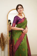 Load image into Gallery viewer, Splendorous Mehndi Soft Silk Saree with Glittering Blouse Piece Shriji