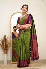 Load image into Gallery viewer, Splendorous Mehndi Soft Silk Saree with Glittering Blouse Piece Shriji