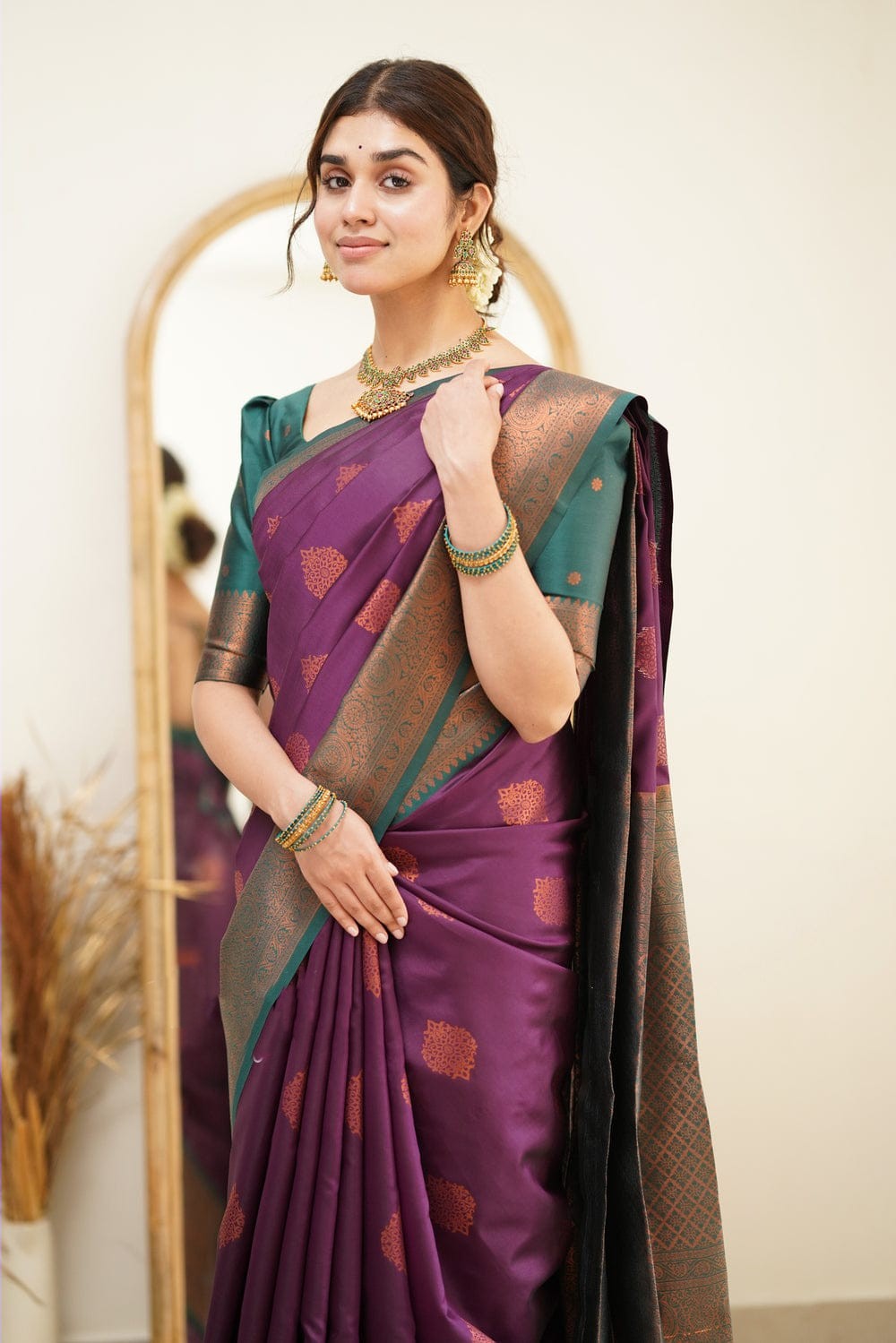 Amiable Purple Soft Silk Saree with Transcendent Blouse Piece Shriji