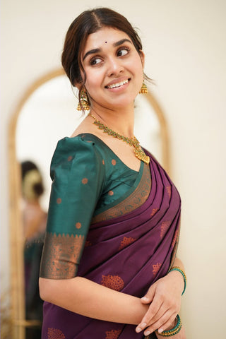 Amiable Purple Soft Silk Saree with Transcendent Blouse Piece Shriji