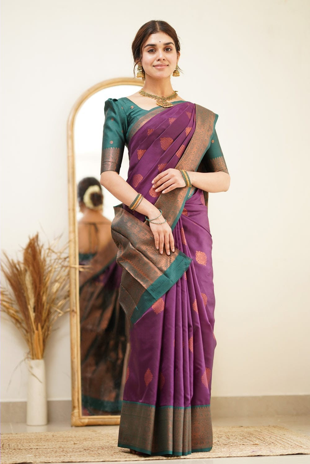 Amiable Purple Soft Silk Saree with Transcendent Blouse Piece Shriji