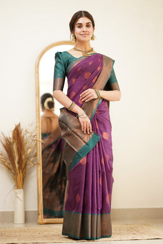Amiable Purple Soft Silk Saree with Transcendent Blouse Piece Shriji