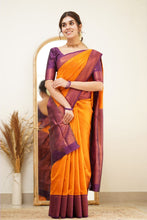 Load image into Gallery viewer, Smashing Yellow Soft Silk Saree with Proficient Artistic Piece Shriji