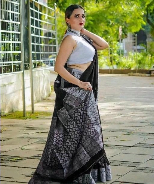 Desirable Black Soft Banarasi Silk Saree With Attractive Blouse Piece Shriji