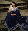 Load image into Gallery viewer, Engrossing Navy Blue Soft Silk Saree With Glowing Blouse Piece Shriji