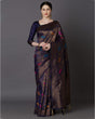 Load image into Gallery viewer, Brood Navy Blue Soft Banarasi Silk Saree With Intricate Blouse Piece Shriji