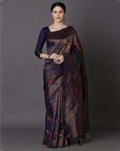 Load image into Gallery viewer, Brood Navy Blue Soft Banarasi Silk Saree With Intricate Blouse Piece Shriji