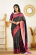 Load image into Gallery viewer, Breathtaking Black Soft Silk Saree with Glittering Blouse Piece Shriji