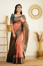 Load image into Gallery viewer, Ailurophile Peach Soft Silk Saree with Admirable Blouse Piece Shriji