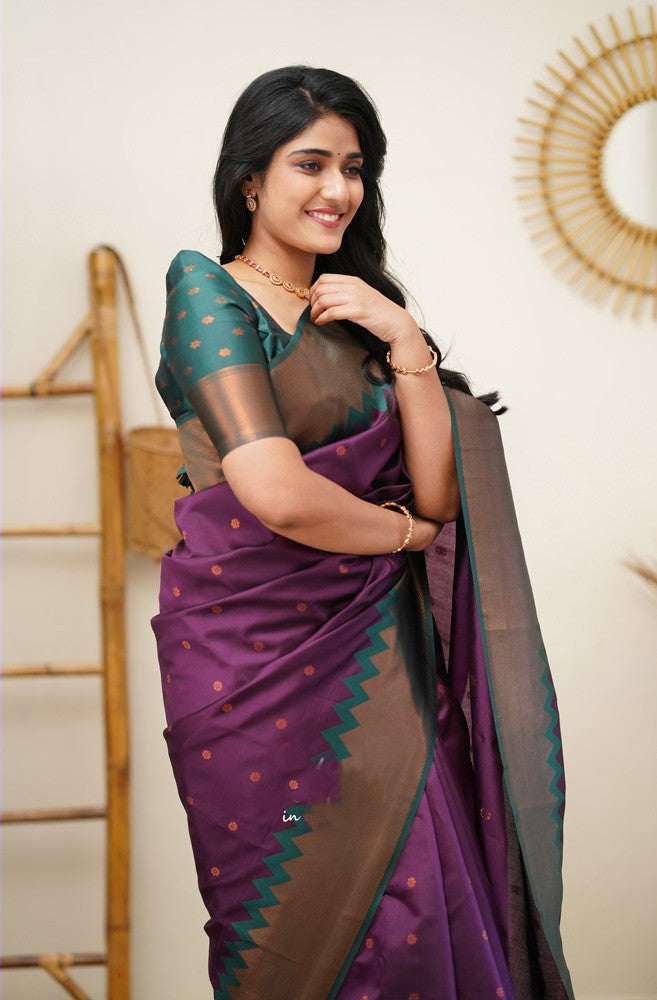 Splendorous Purple Soft Silk Saree with Fugacious Blouse Piece Shriji