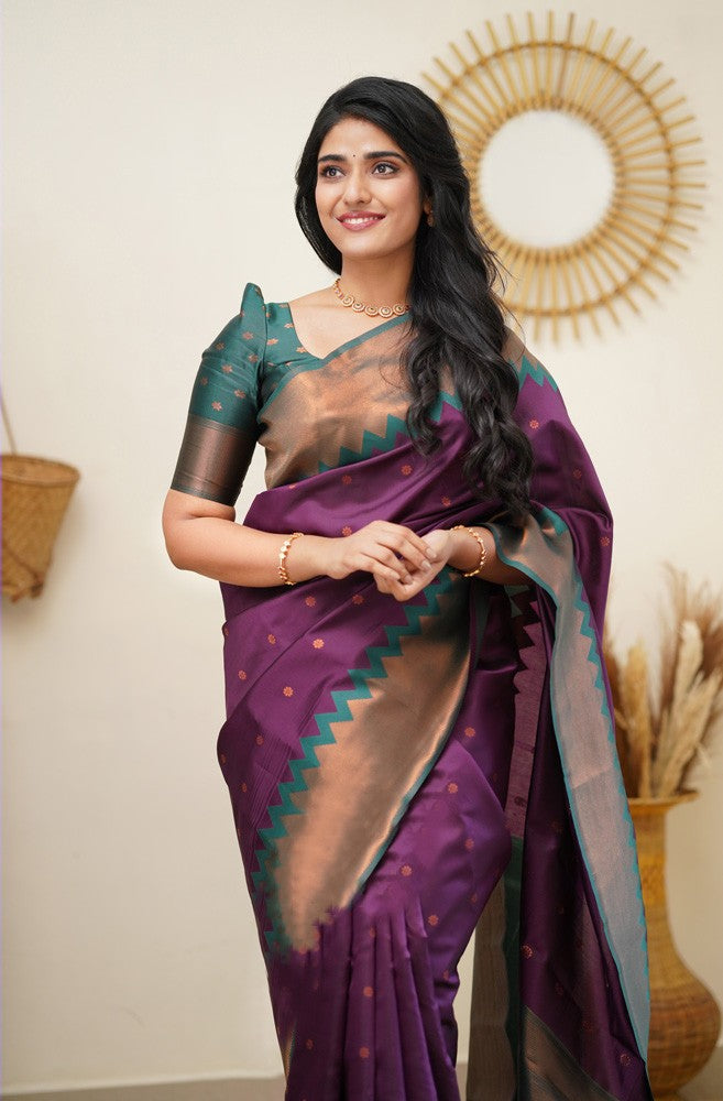 Splendorous Purple Soft Silk Saree with Fugacious Blouse Piece Shriji