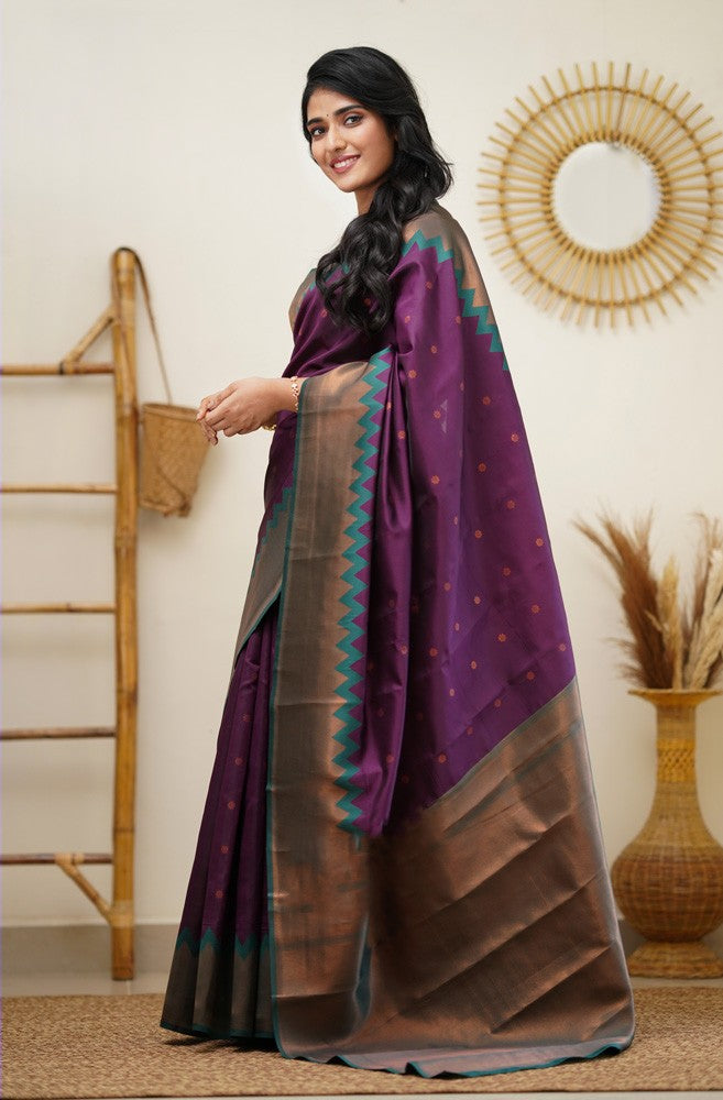 Splendorous Purple Soft Silk Saree with Fugacious Blouse Piece Shriji