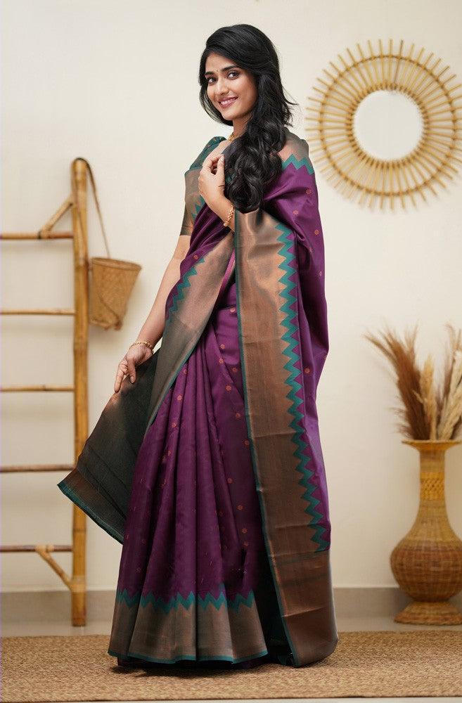 Splendorous Purple Soft Silk Saree with Fugacious Blouse Piece Shriji