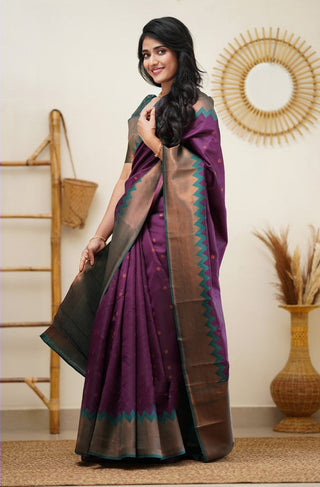 Splendorous Purple Soft Silk Saree with Fugacious Blouse Piece Shriji