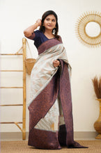 Load image into Gallery viewer, Sumptuous Beige Soft Banarasi Silk Saree With Delectable Blouse Piece Shriji