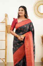 Load image into Gallery viewer, Scrumptious Black Soft Banarasi Silk Saree With Luxuriant Blouse Piece Shriji