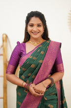 Load image into Gallery viewer, Supernal Green Soft Banarasi Silk Saree With Imaginative Blouse Piece Shriji