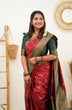 Load image into Gallery viewer, Smashing Maroon Soft Banarasi Silk Saree With Snappy Blouse Piece Shriji