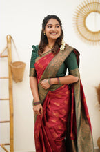 Load image into Gallery viewer, Smashing Maroon Soft Banarasi Silk Saree With Snappy Blouse Piece Shriji