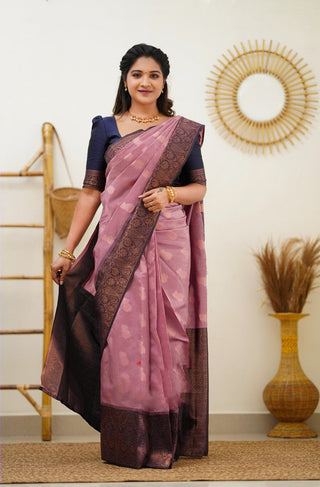 Sempiternal Pink Soft Banarasi Silk Saree With Vestigial Blouse Piece Shriji