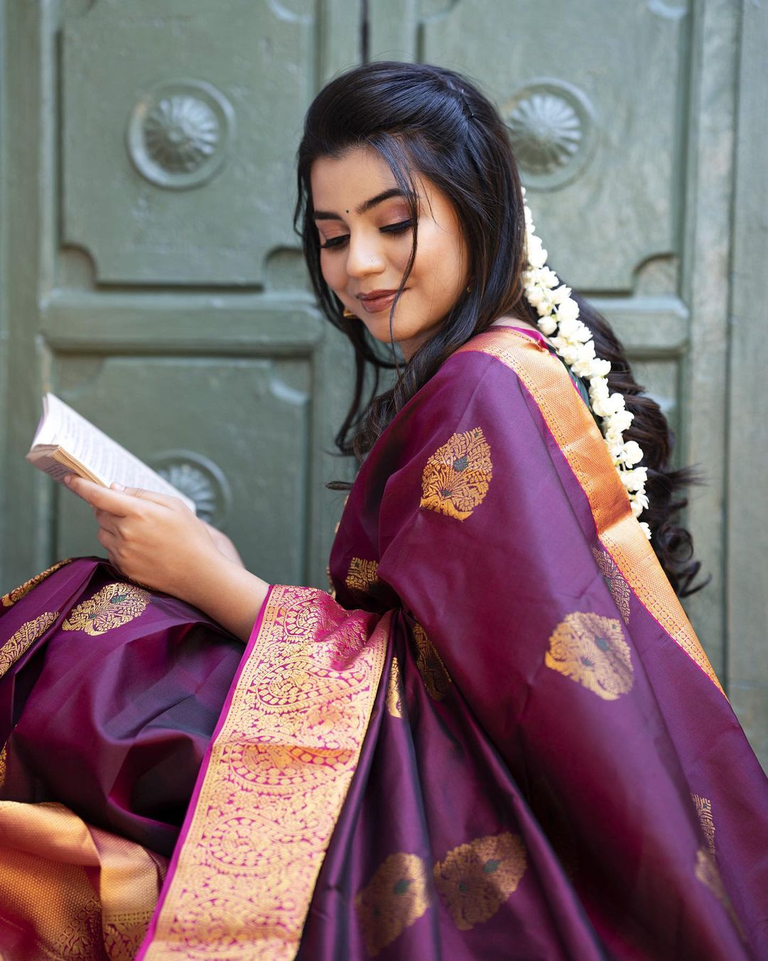 Incredible Wine Soft Banarasi Silk Saree With Adorable Blouse Piece Shriji